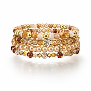 Elegant Beaded Stack Bracelet Set Of 4